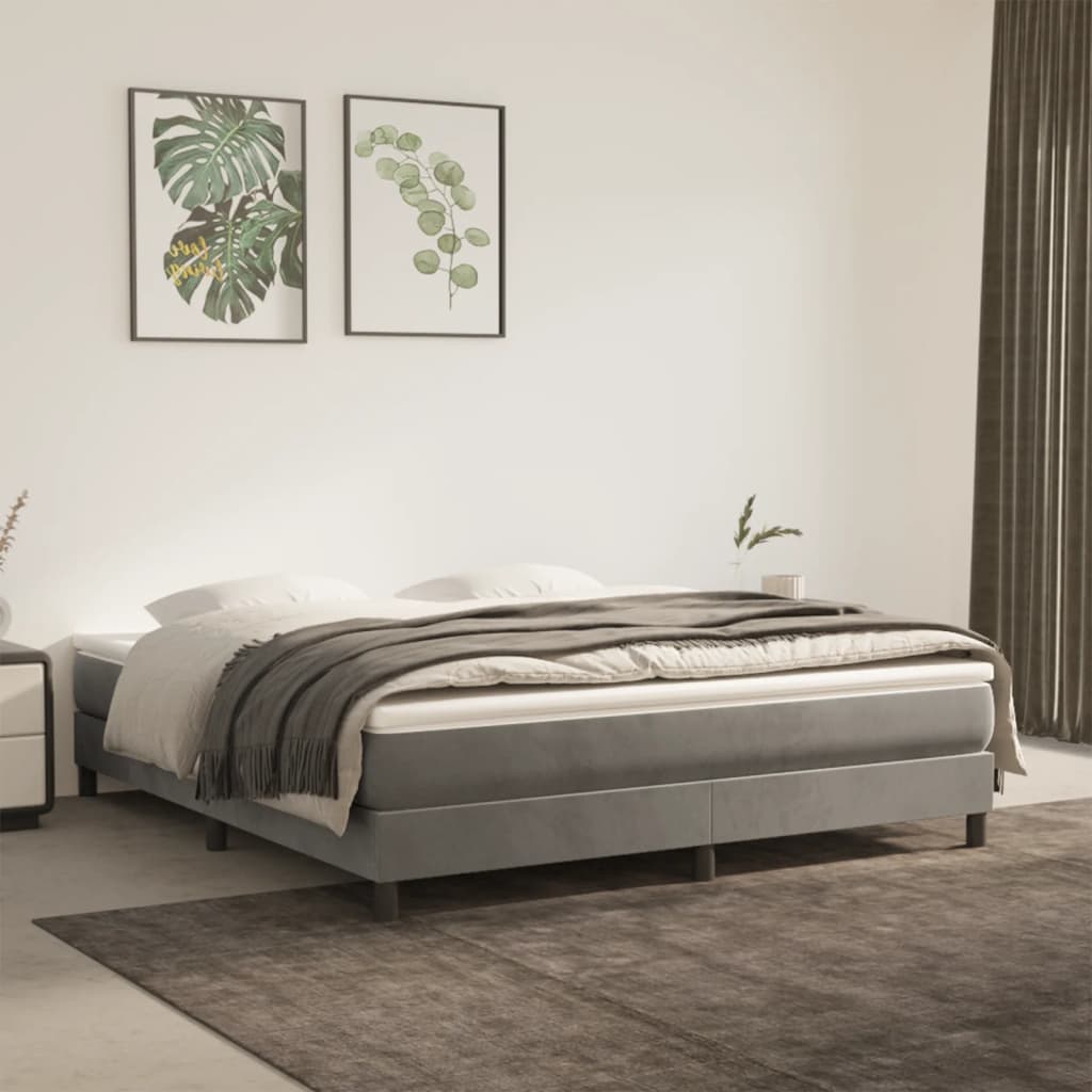 vidaXL Cadru de pat box spring, gri deschis, 180x200 cm, catifea