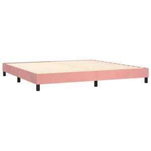 Rám postele s boxspringem růžový 200 x 200 cm samet - obrázek 4