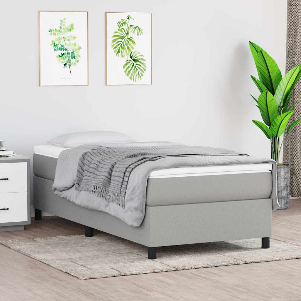 vidaXL ��ko kontynentalne, jasnoszare, 90x190 cm, obita tkanin�