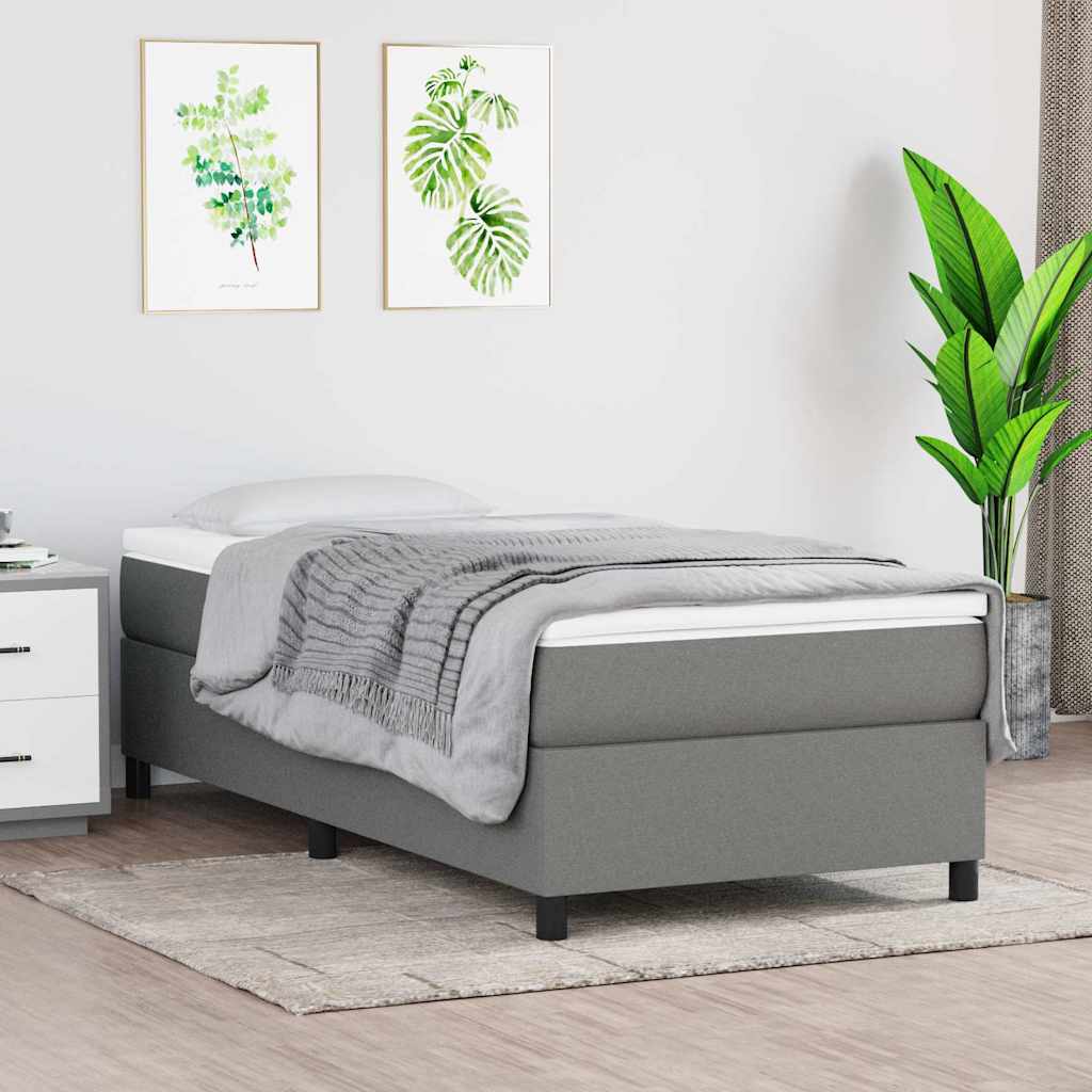 vidaXL ��ko kontynentalne, ciemnoszare, 90x190 cm, obita tkanin�