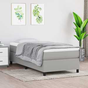 Posteljni okvir z vzmetmi svetlo siv 90x200 cm blago