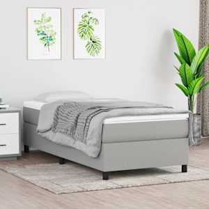 Posteljni okvir z vzmetmi svetlo siv 100x200 cm blago