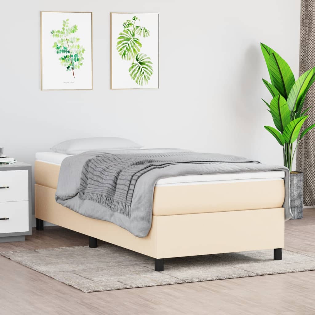 vidaXL ��ko kontynentalne, kremowe, 100x200 cm, obita tkanin�