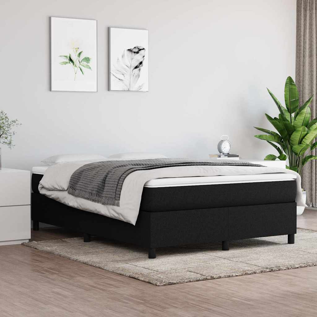 vidaXL ��ko kontynentalne, czarna, 140x190 cm, obita tkanin�