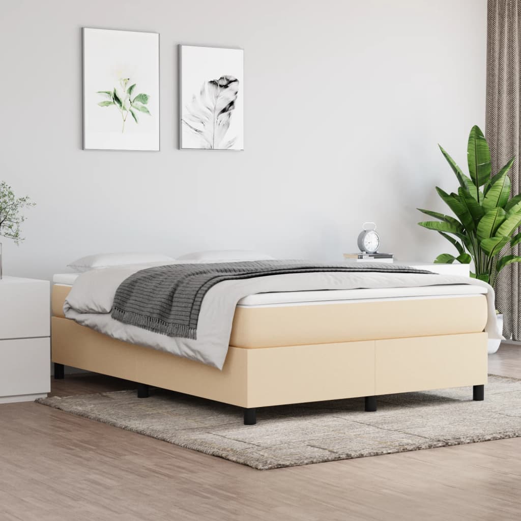 Boxspringbett Creme 140×190 cm Stoff