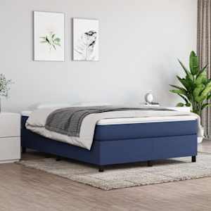 Rám postele s boxspringem modrý 140 x 190 cm textil - obrázek 1