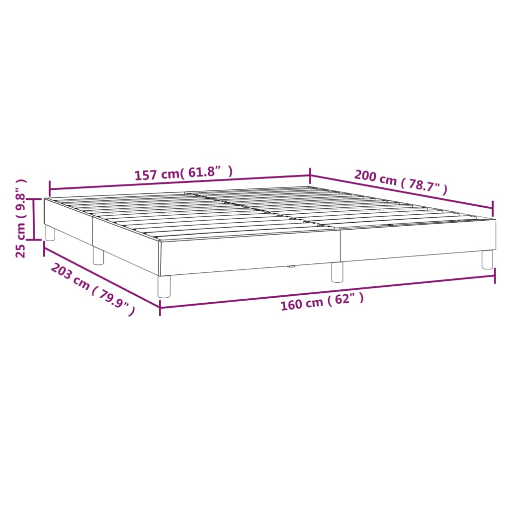 Cadru de pat box spring, gri închis, 160x200 cm, textil