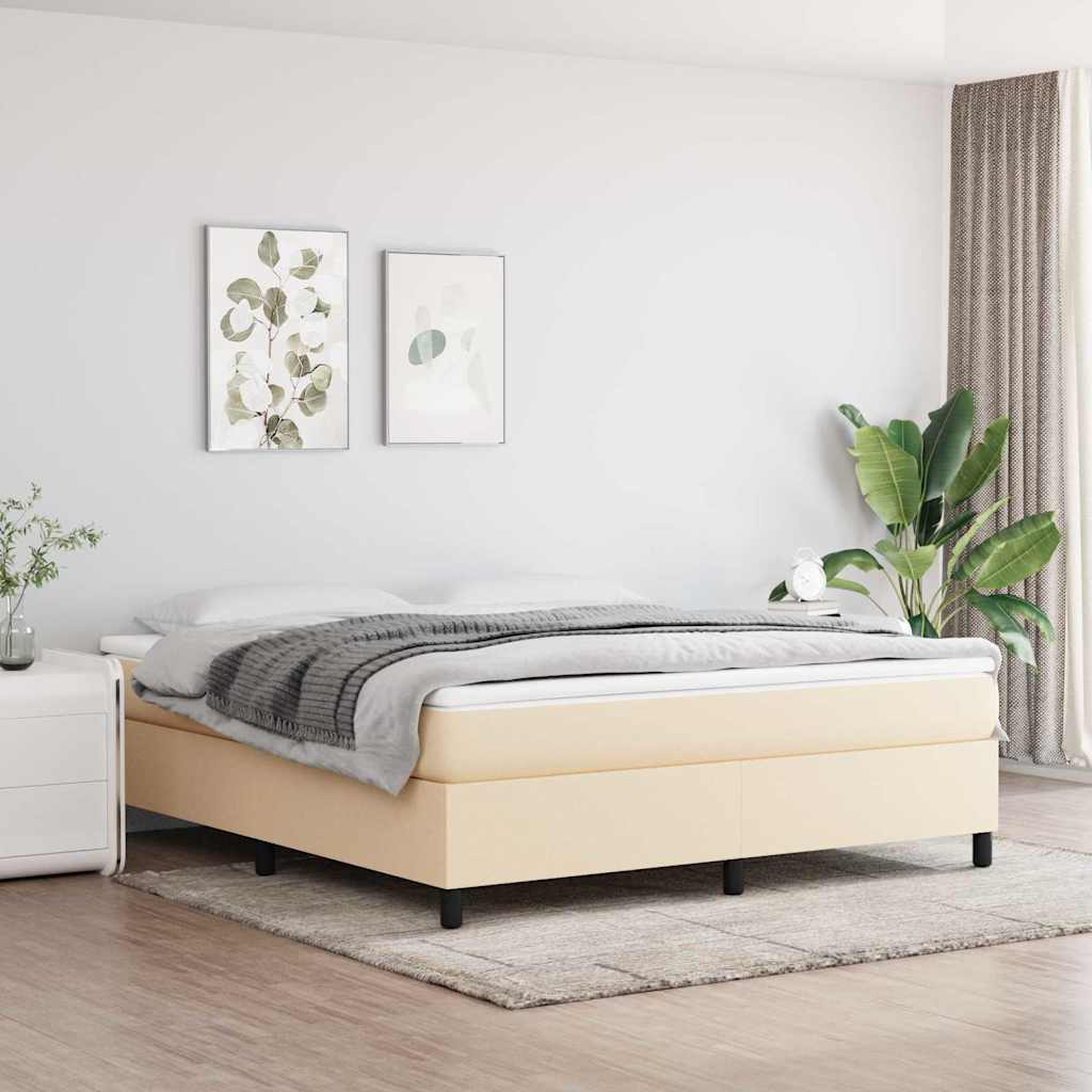 vidaXL ��ko kontynentalne, kremowa, 160x200 cm, obita tkanin�