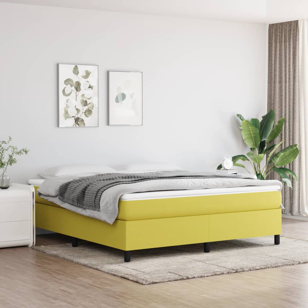 vidaXL Estrutura de cama com molas 180x200 cm tecido verde