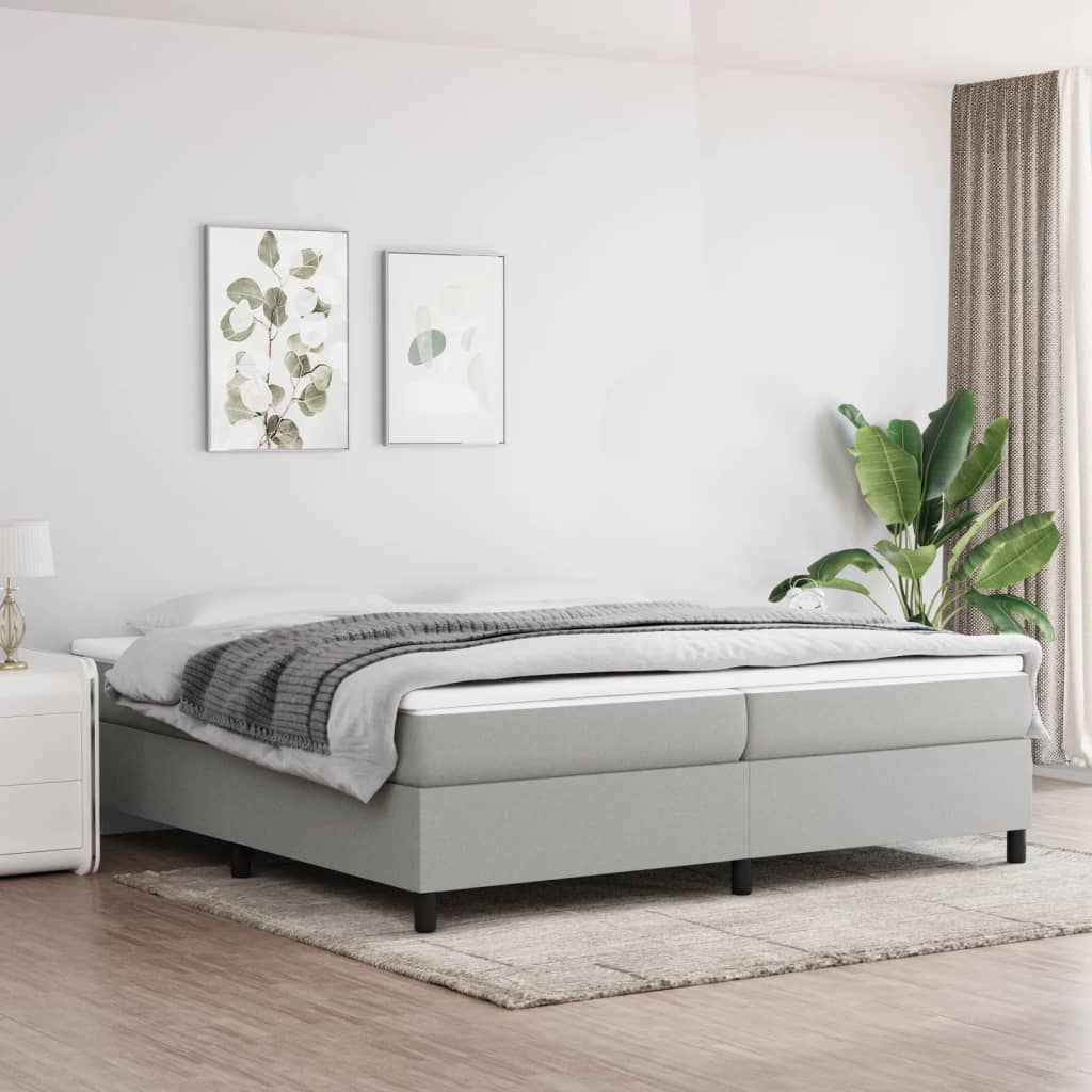 Boxspringbett Hellgrau 200×200 cm Stoff