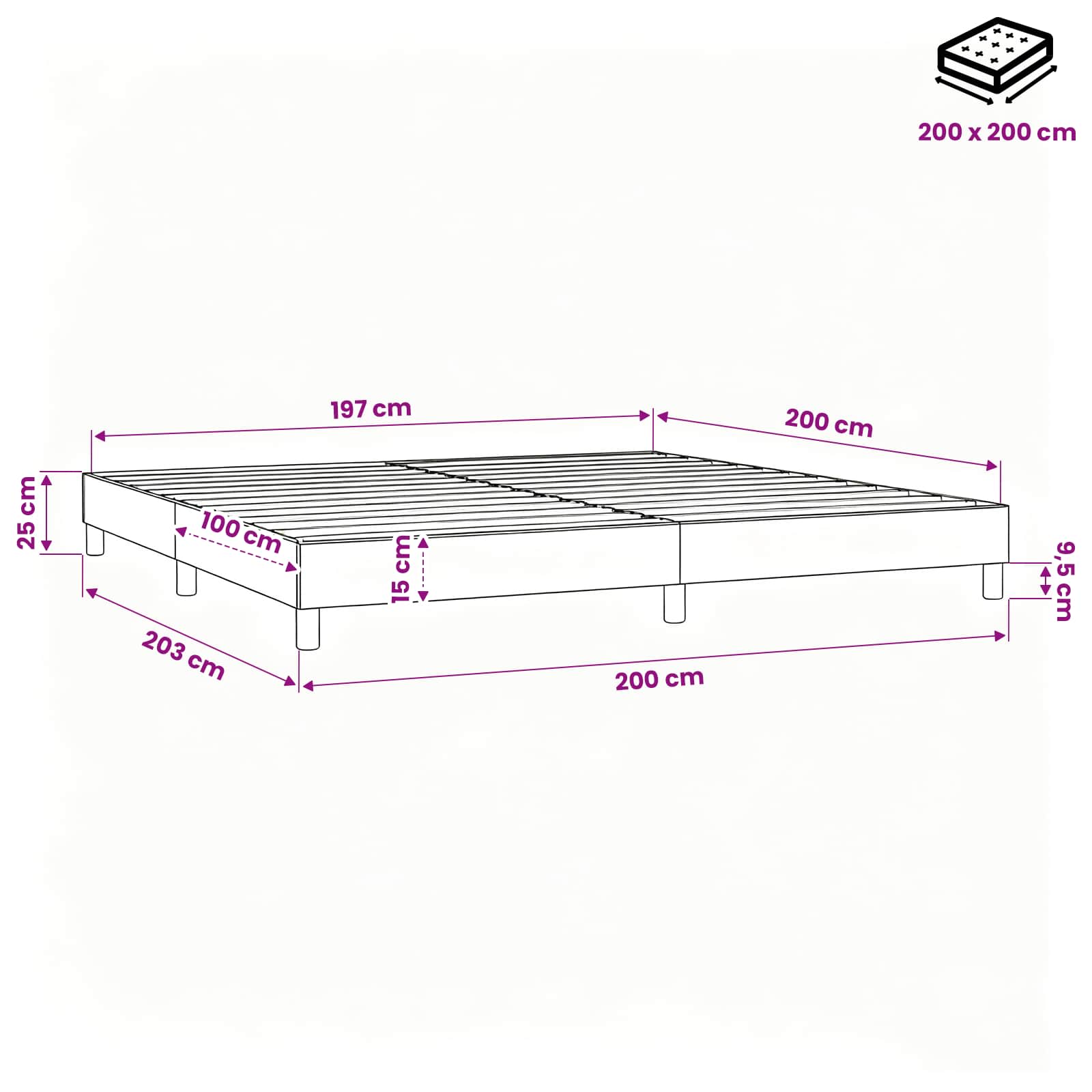 vidaXL Boxspringbettgestell Creme 200x200 cm Stoff – Bild 9