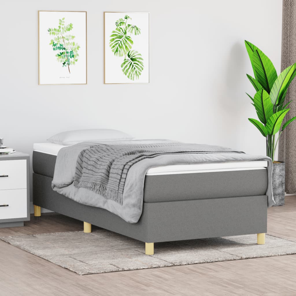 Boxspringbett Dunkelgrau 90×190 cm Stoff