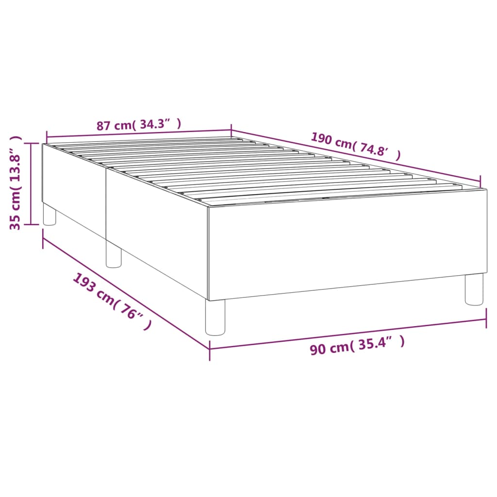 Cadru de pat box spring, maro închis, 90x190 cm, textil