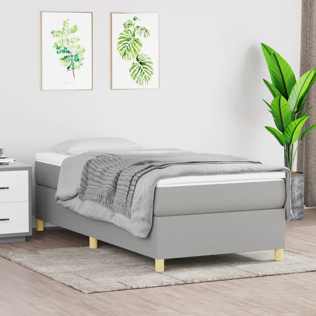 vidaXL ��ko kontynentalne, jasnoszara, 90x200 cm, obita tkanin�