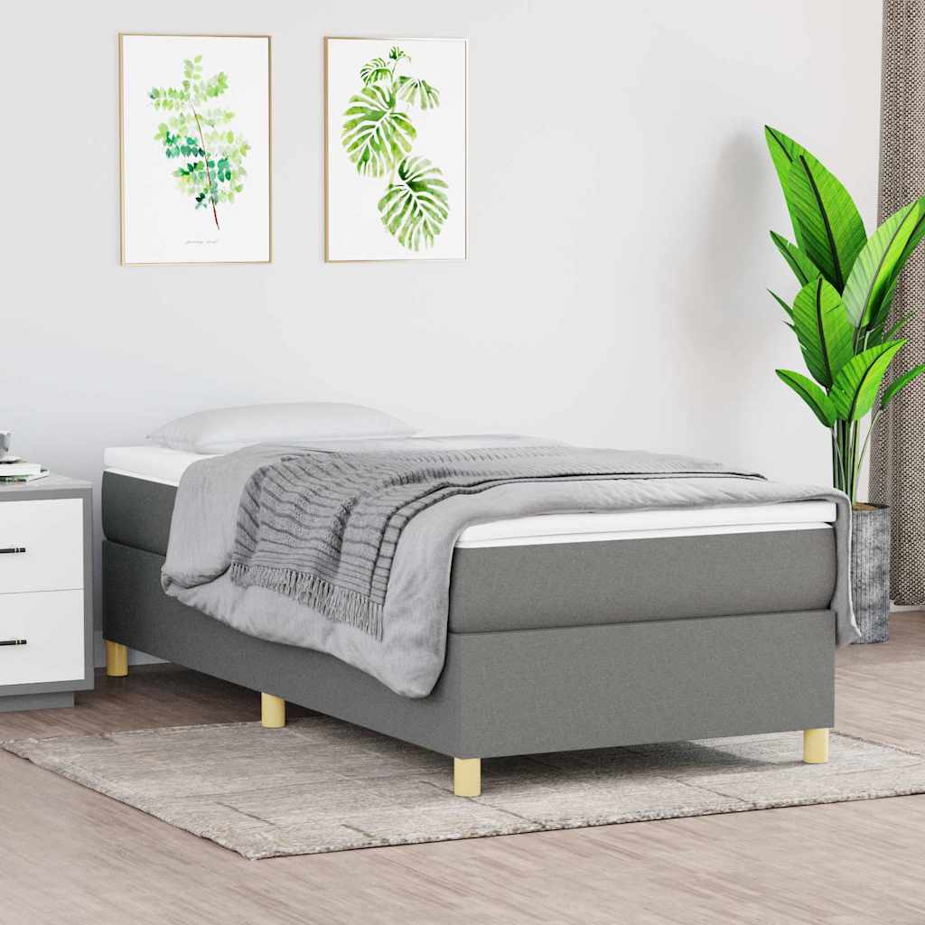 vidaXL ��ko kontynentalne, ciemnoszara, 90x200 cm, obita tkanin�