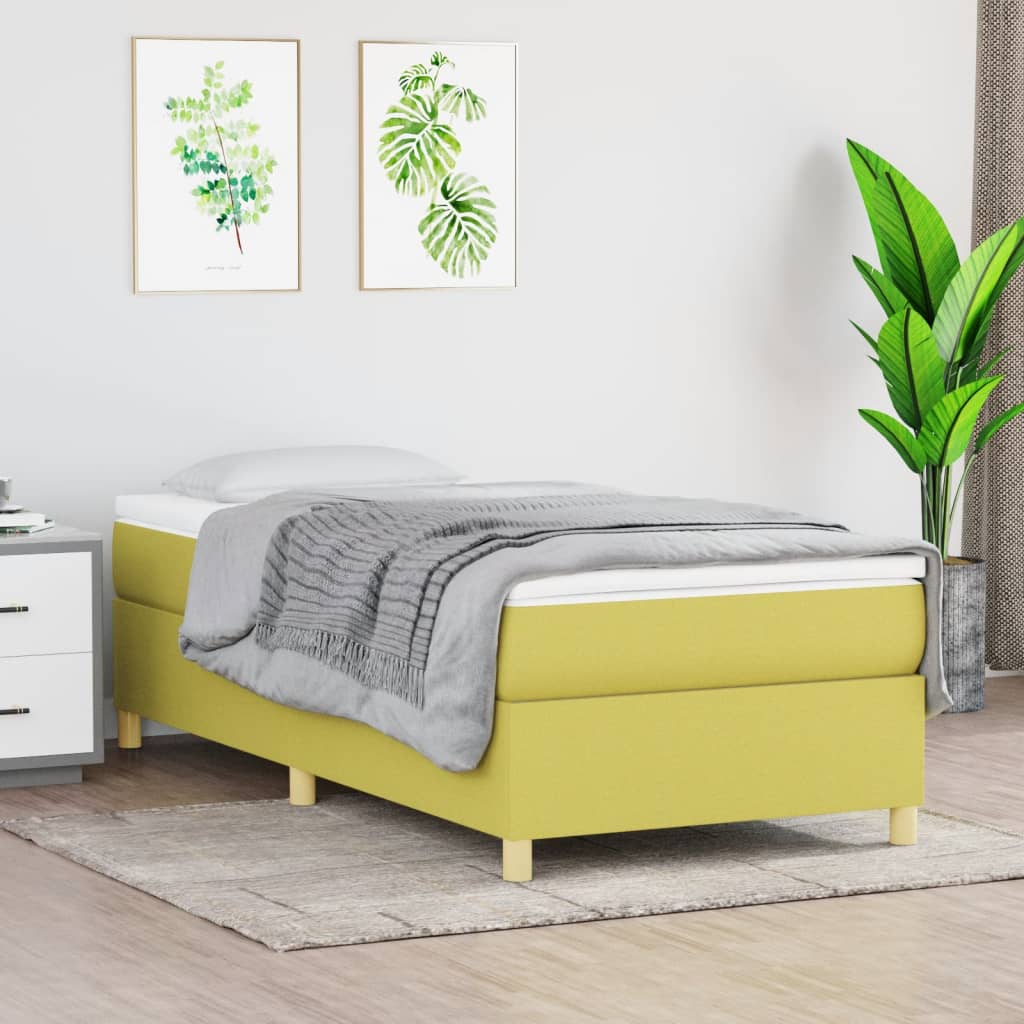 Box spring postel zelený 100 x 200 cm textil