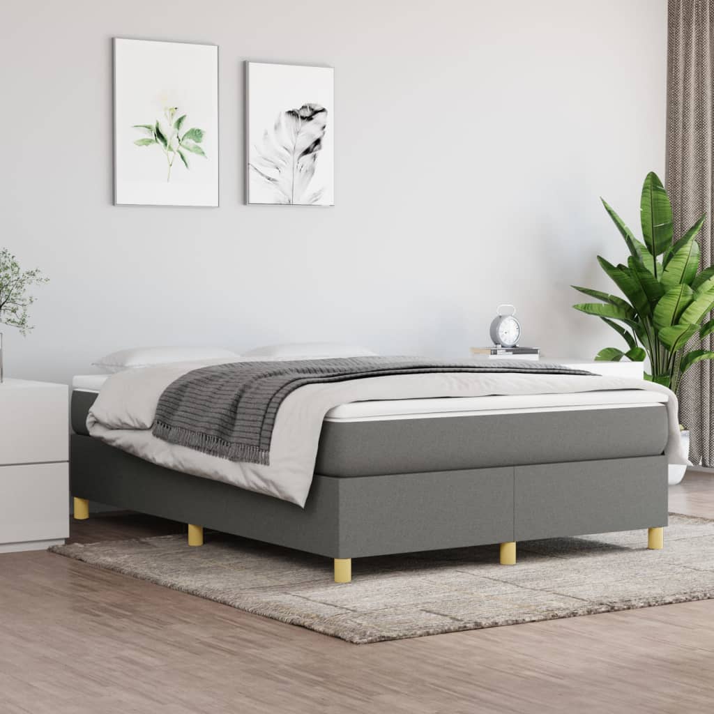 Boxspringbett Dunkelgrau 140×190 cm Stoff