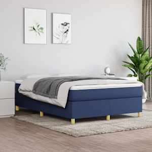 Rám postele s boxspringem modrý 140 x 190 cm textil - obrázek 1