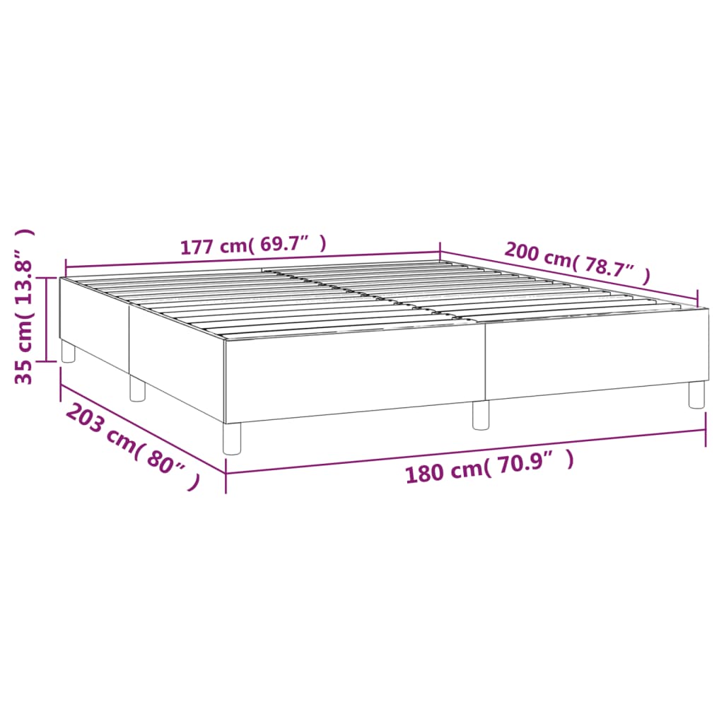 Box spring posteljni okvir svetlo siv 180x200 cm blago