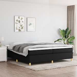 Posteljni okvir z vzmetmi črn 200x200 cm blago