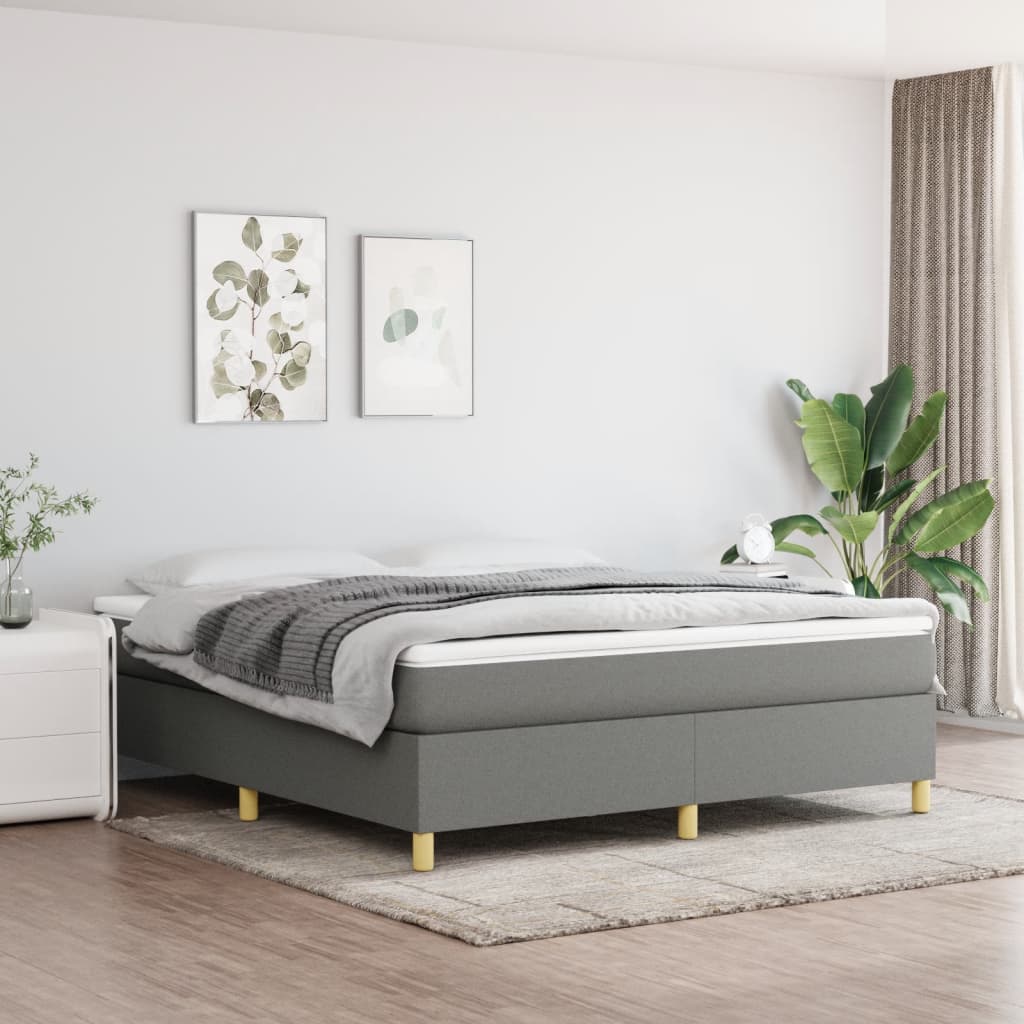 Bed Frame Dark gray Polyester, Plywood, Engineered wood...