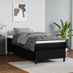 Posteljni okvir z vzmetmi črn 80x200 cm umetno usnje