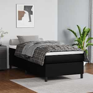 Posteljni okvir z vzmetmi črn 90x190 cm umetno usnje