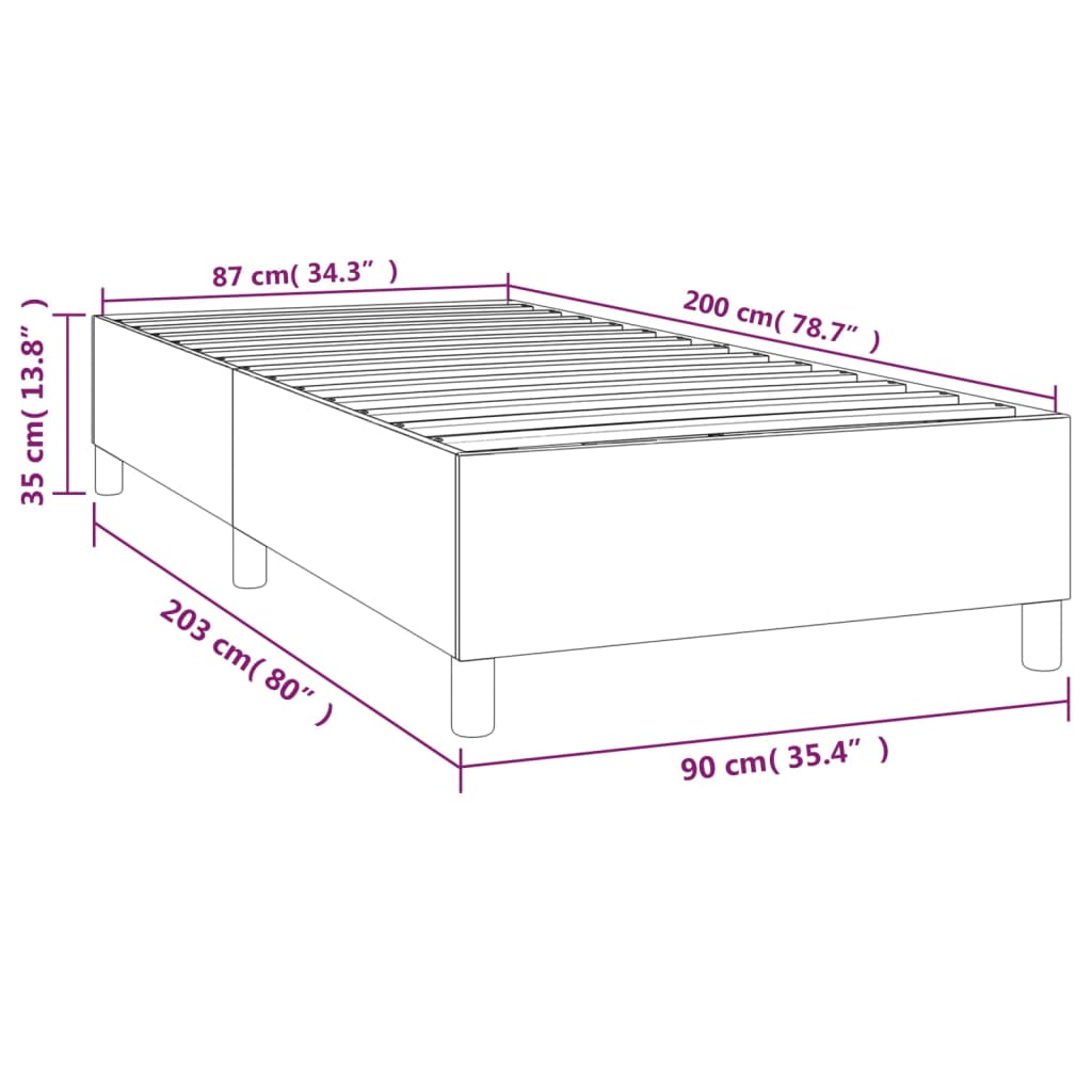 Cadru de pat box spring, alb, 90x200 cm, piele ecologică