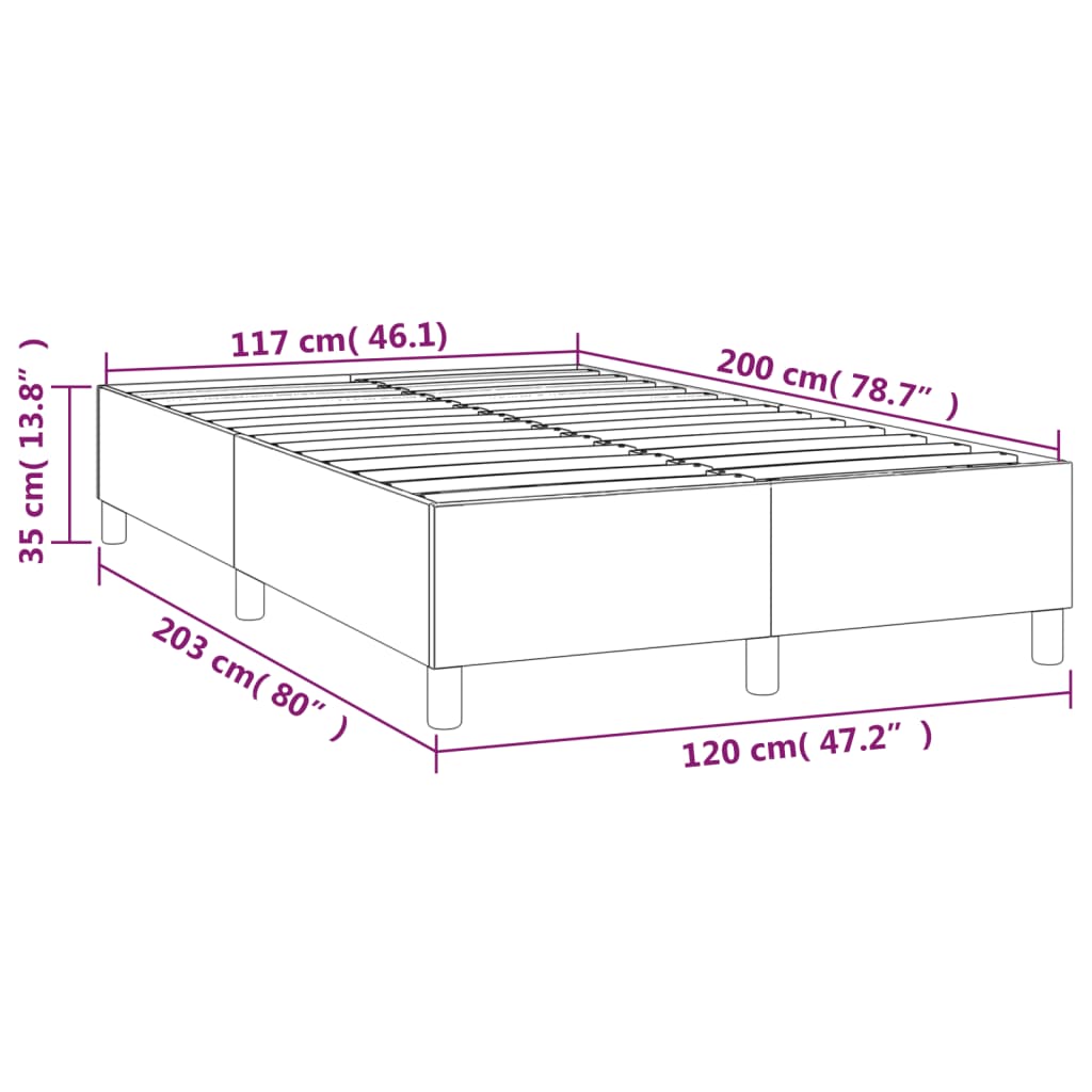 Cadru de pat box spring, gri, 120x200 cm, piele ecologică