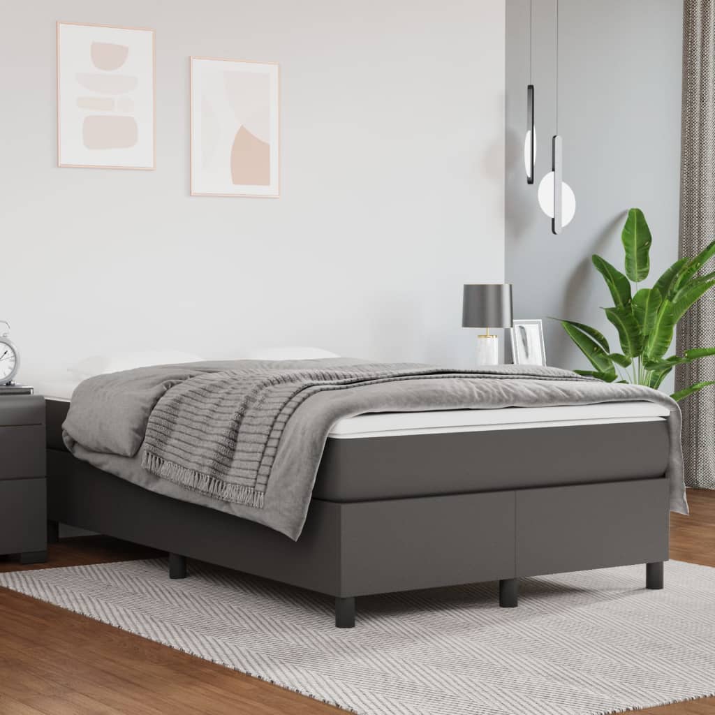 vidaXL Cadru de pat box spring, gri, 120x200 cm, piele ecologică