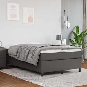 Rám postele s boxspringem šedý 120 x 200 cm umělá kůže - obrázek 1