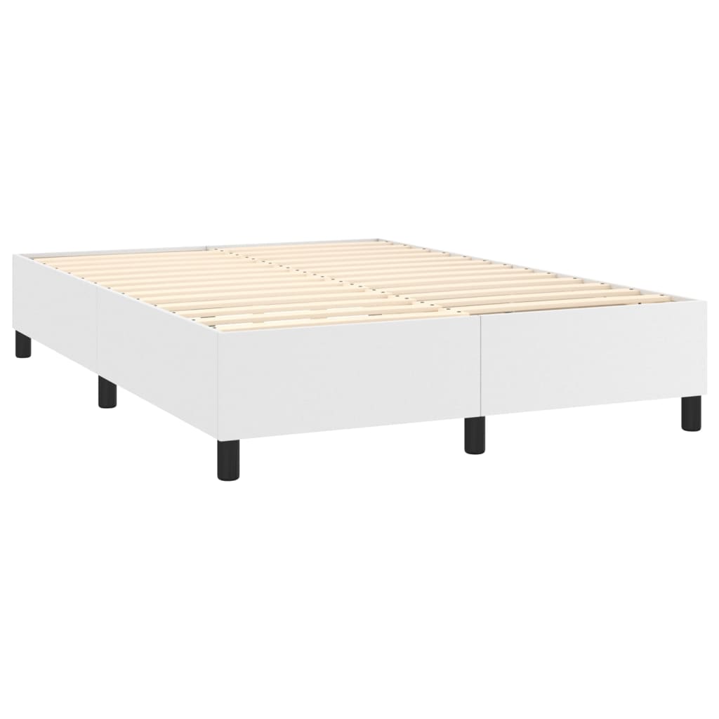 Box spring posteljni okvir bel 140x190 cm umetno usnje