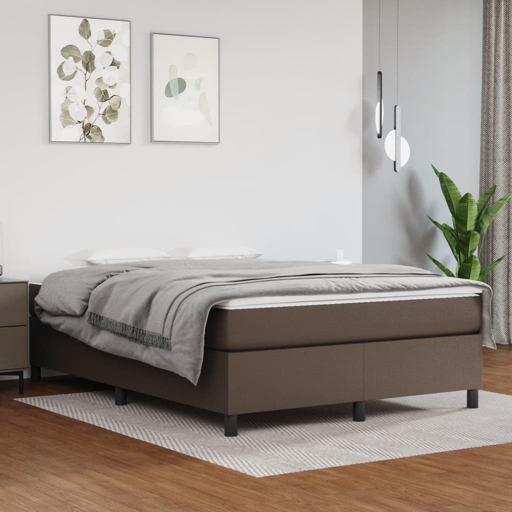 vidaXL Cadru de pat, maro, 140x190 cm, piele ecologică