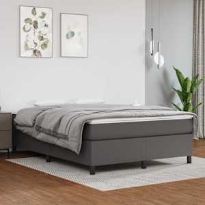 Posteljni okvir z vzmetmi siv 140x190 cm umetno usnje