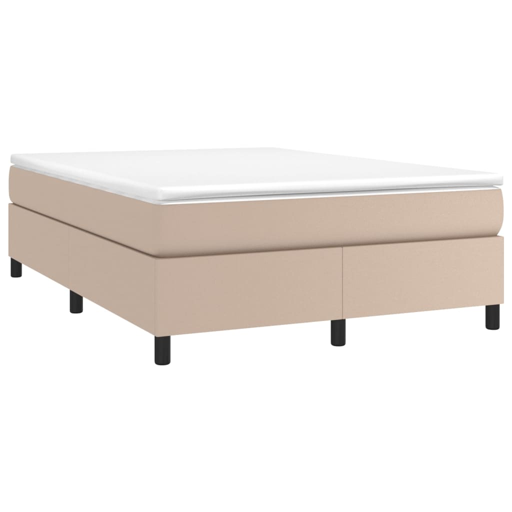 vidaXL Bedframe kunstleer cappuccinokleurig 140x190 cm afbeelding