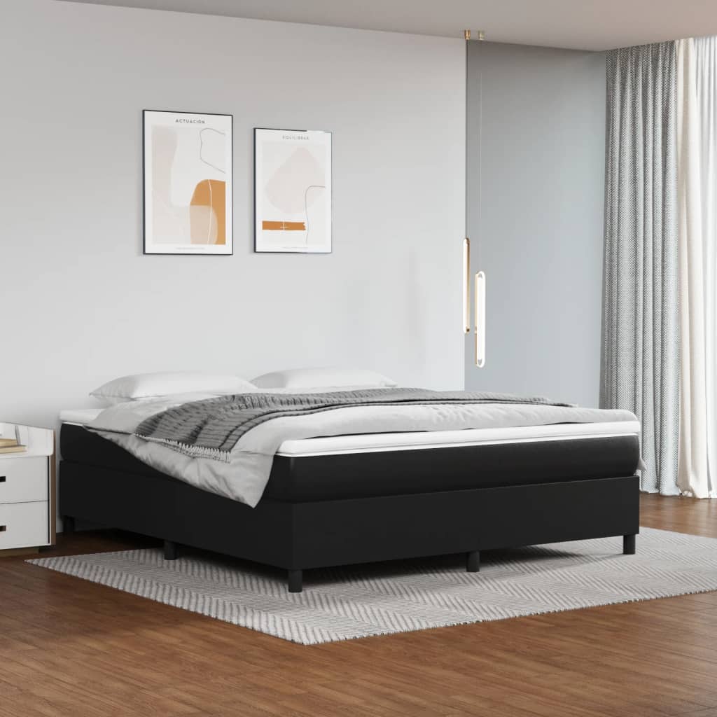vidaXL Cadru de pat box spring, negru, 160x200 cm, piele ecologică