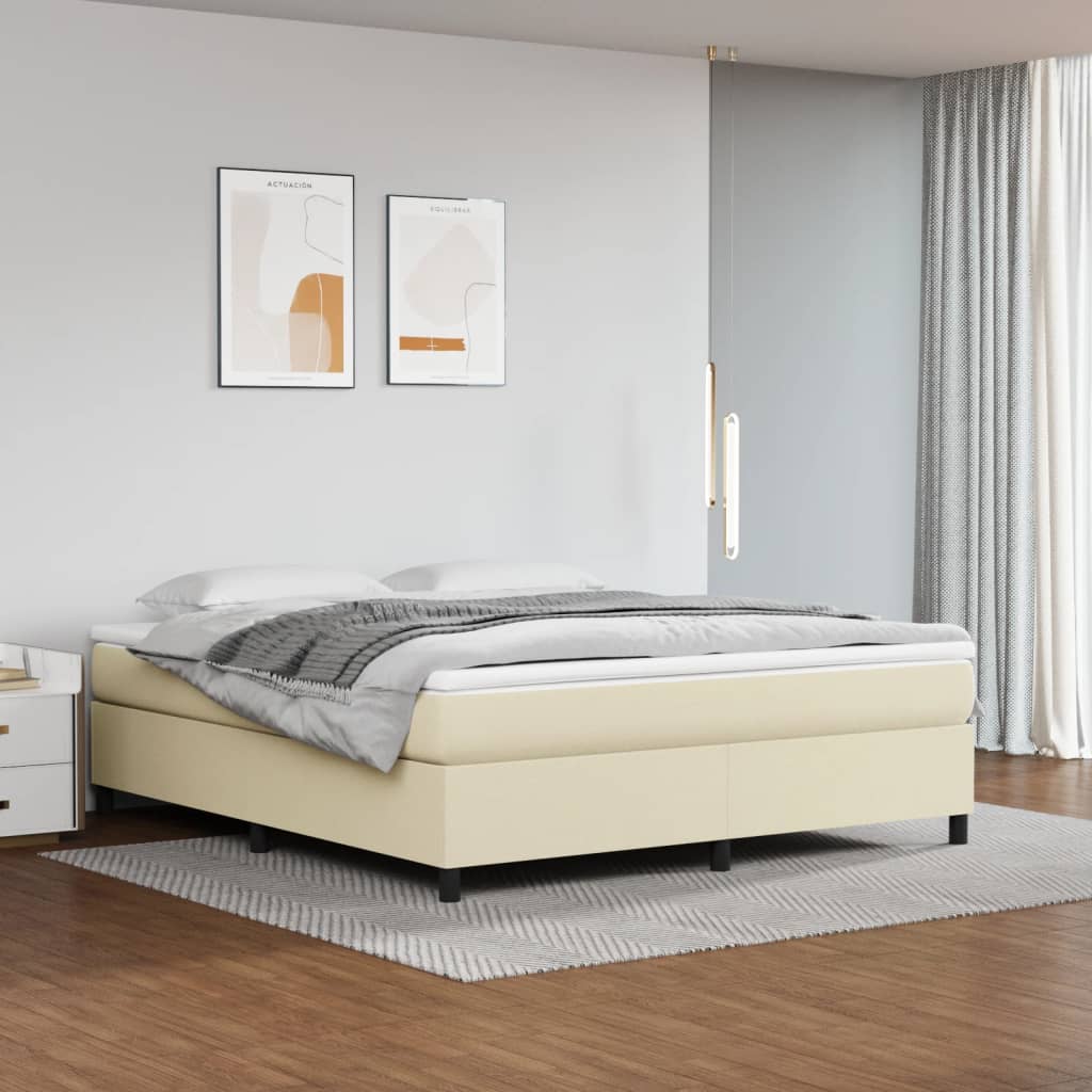 vidaXL Cadru de pat box spring, crem, 160×200 cm, piele ecologică vidaXL imagine 2022