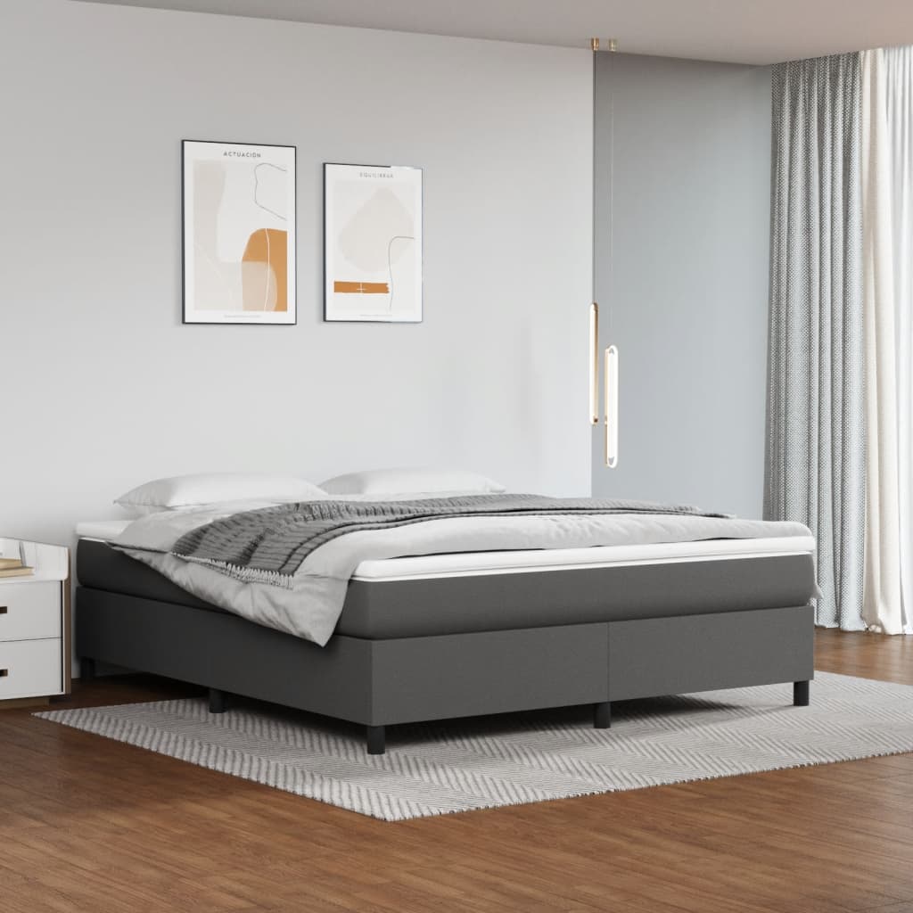 vidaXL Estrutura de cama com molas 160x200cm couro artificial cinzento