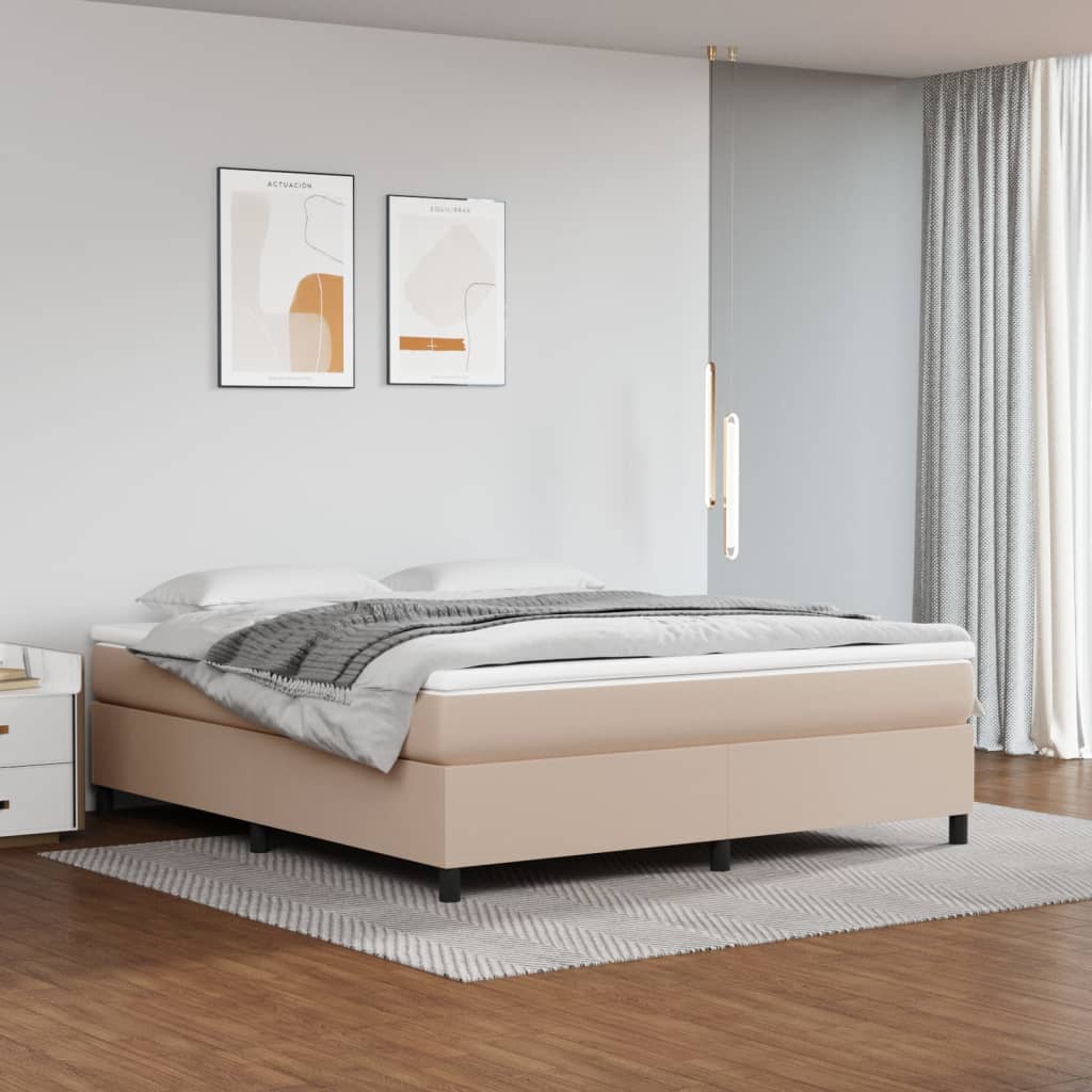 vidaXL Cadru de pat box spring, cappuccino, 160x200cm, piele ecologică