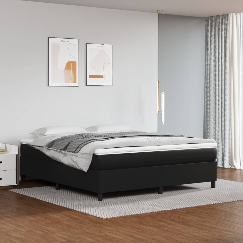 Cadru de pat box spring, negru, 180x200 cm, piele ecologică