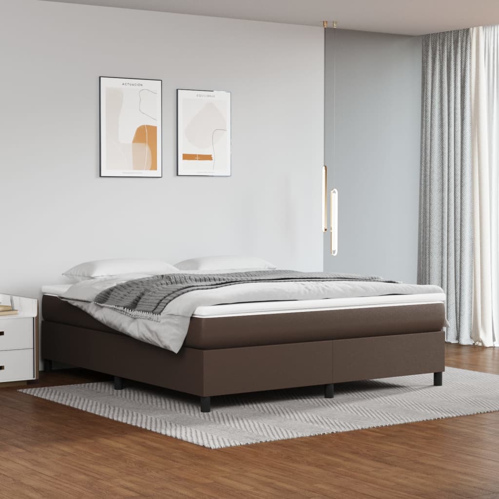 vidaXL Cadru de pat box spring, maro, 180x200 cm, piele ecologică