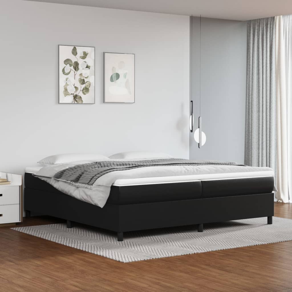 vidaXL Cadru de pat box spring, negru, 200x200 cm, piele ecologică