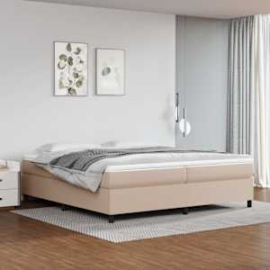 Posteljni okvir z vzmetmi kapučino 200x200  cm umetno usnje