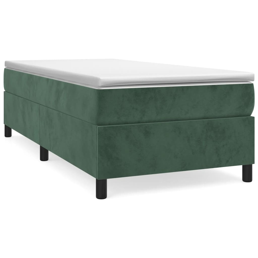 vidaXL Rám postele bez matrace tmavě zelená 90 x 200 cm samet