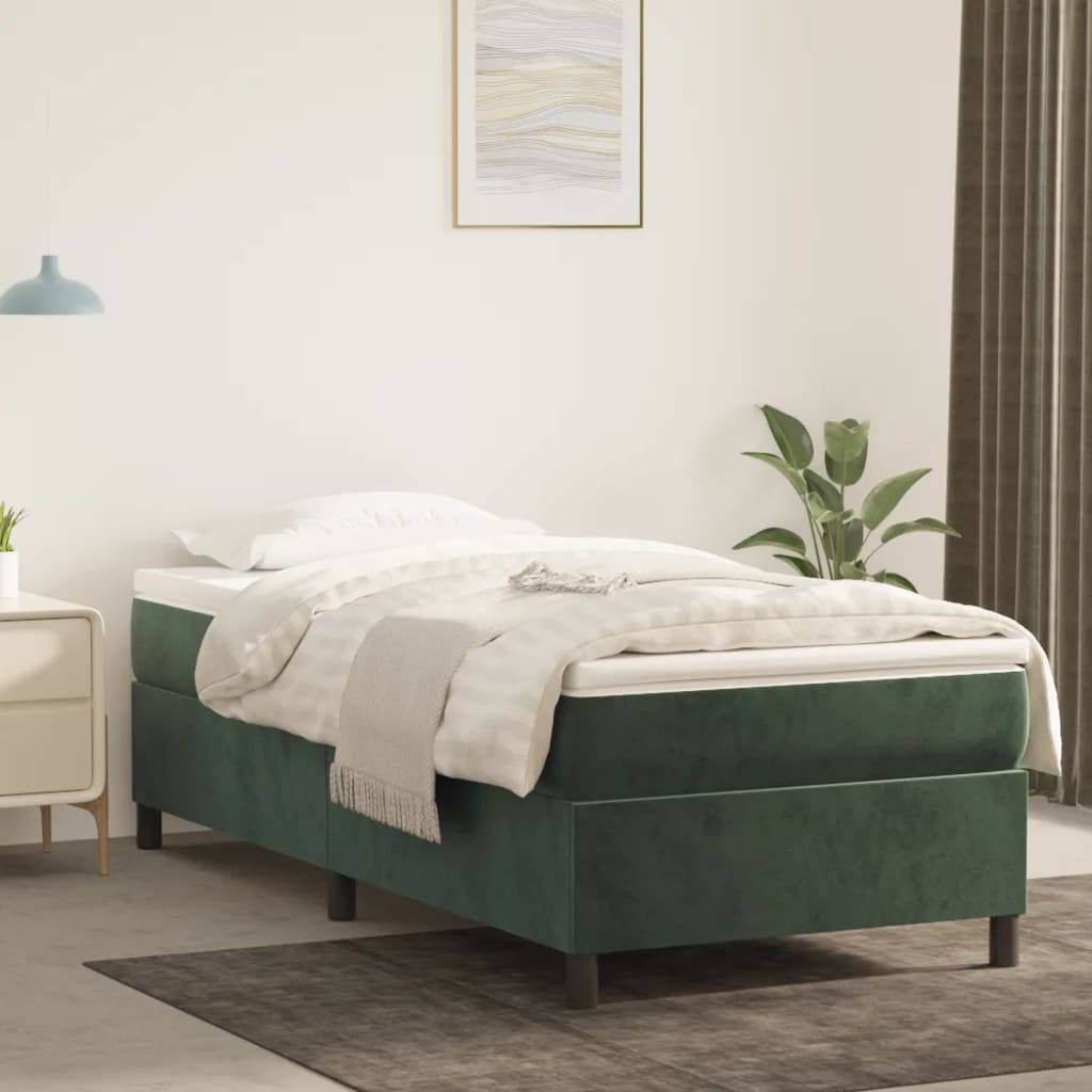 vidaXL Cadru de pat box spring, verde închis, 90x200 cm, catifea