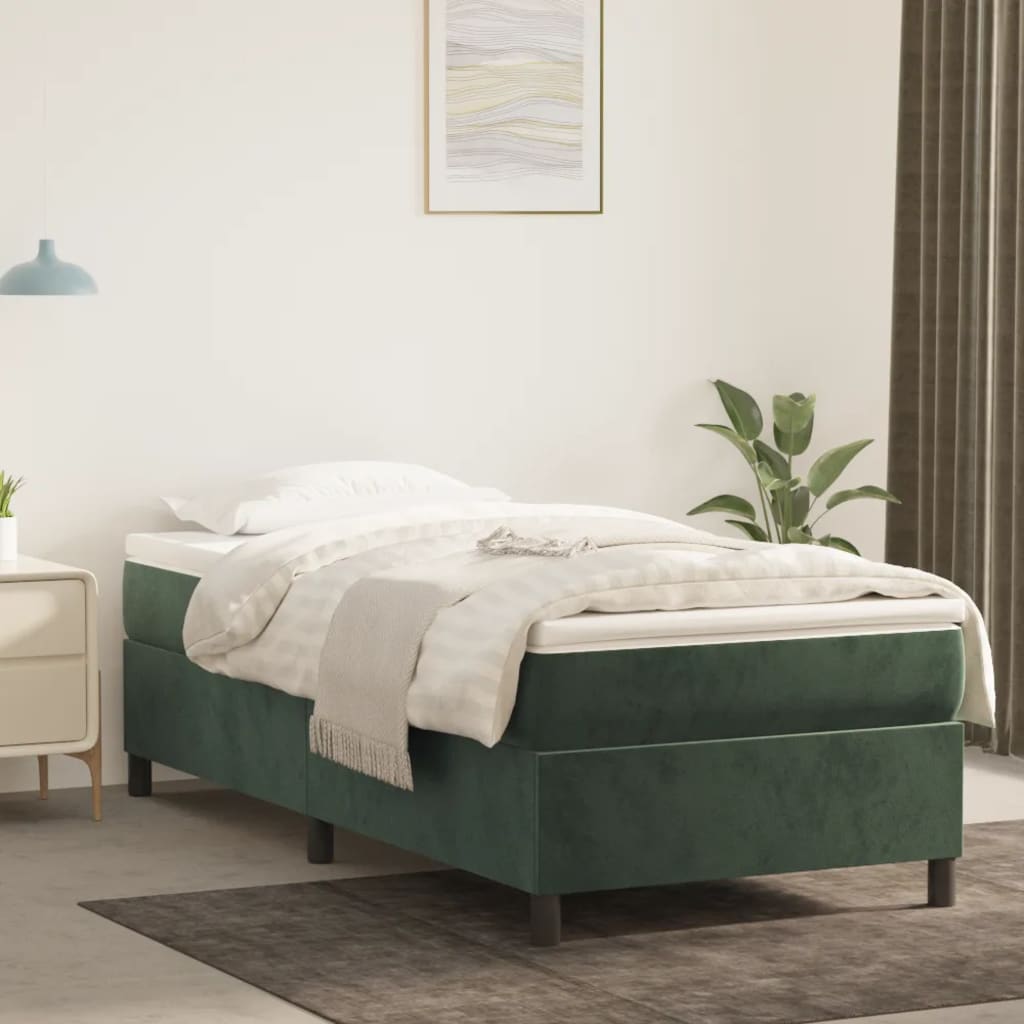 vidaXL Bettgestell ohne Matratze Dunkelgrün 90x200 cm Samt