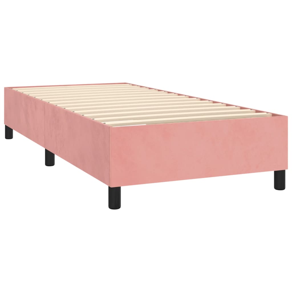 rózsaszín bársony rugós ágykeret 90x200 cm