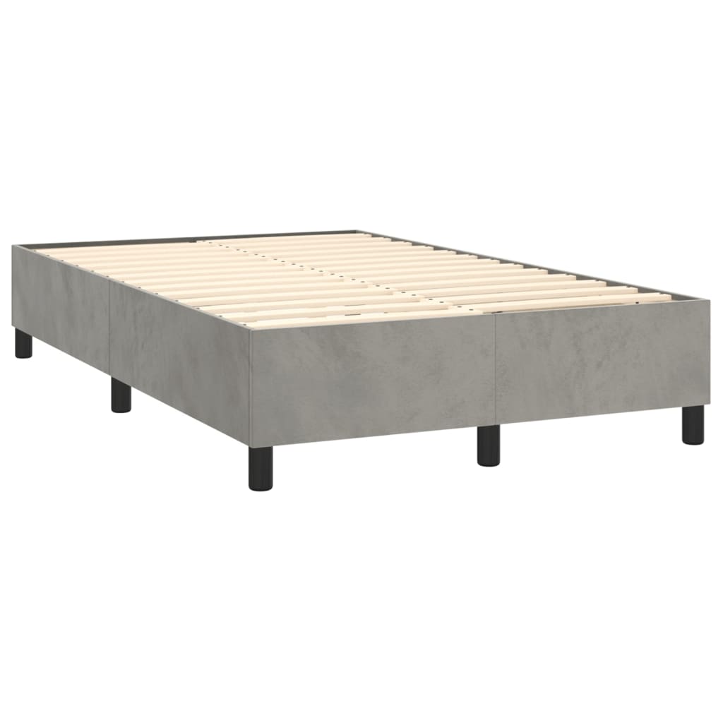 Box spring postel světle šedá 120 x 200 cm samet