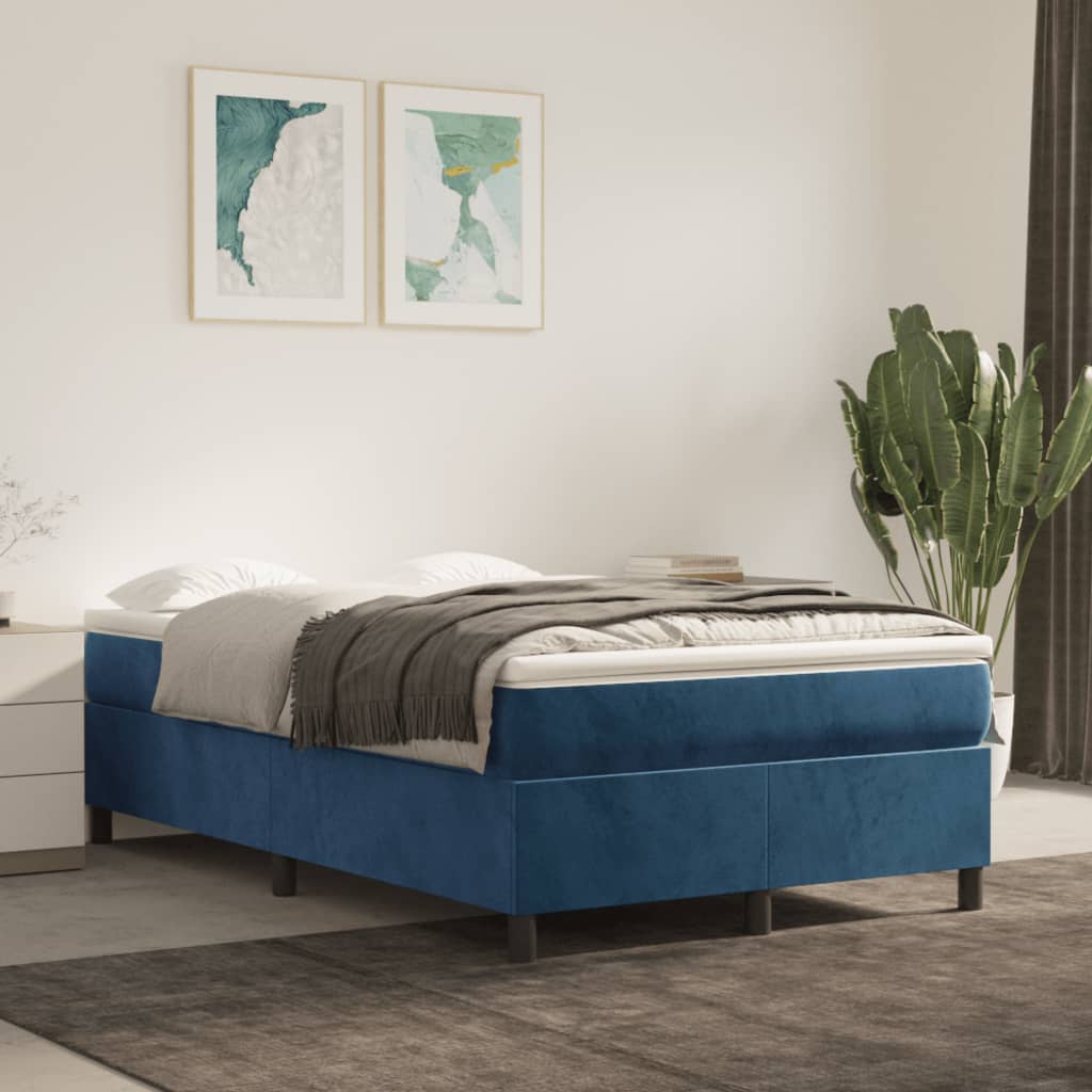 Cadru de pat box spring, albastru închis, 120x200 cm, catifea