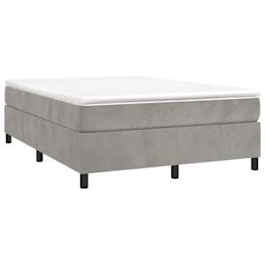 Rám postele s boxspringem světle šedý 140 x 190 cm samet - obrázek 3